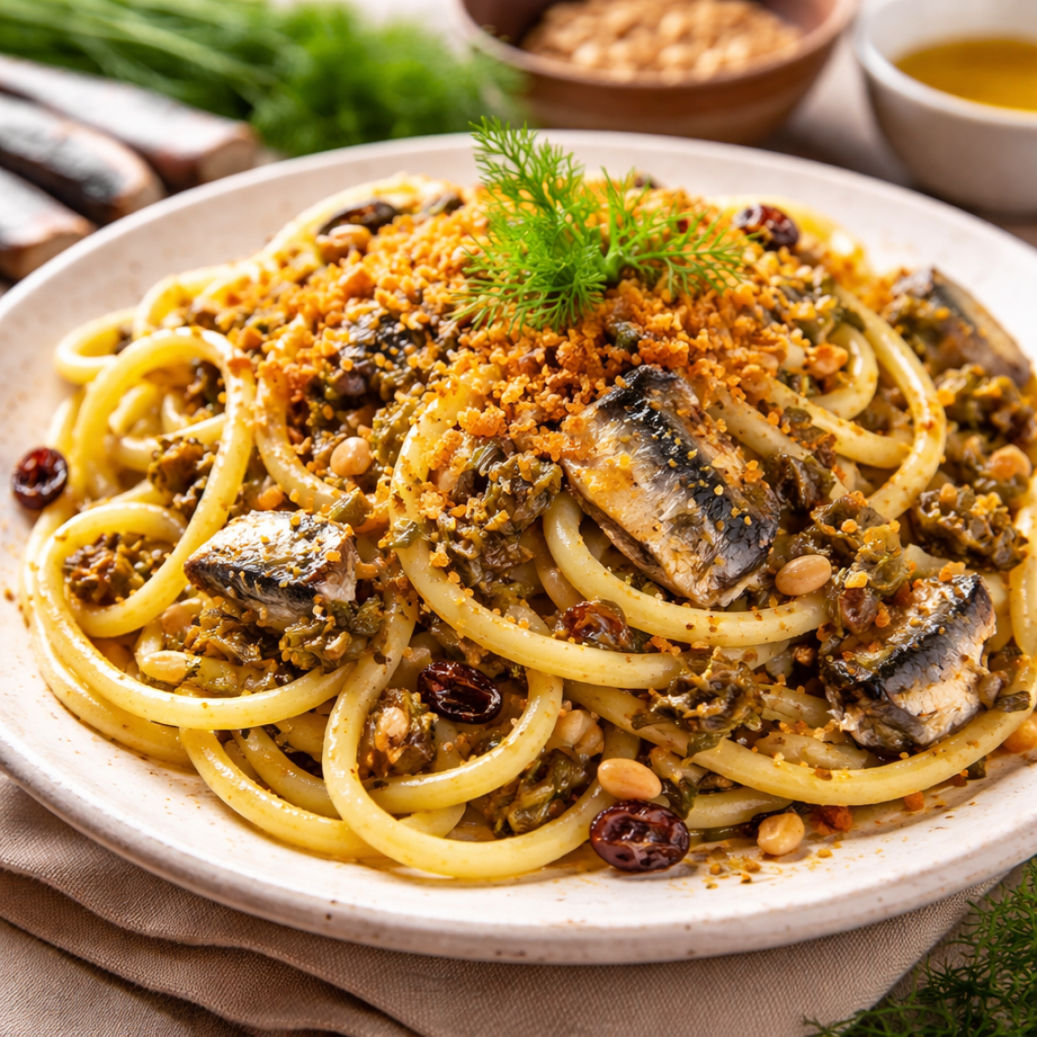 Pasta con le sarde, piatto tipico siciliano con finocchietto selvatico raccontato da Sofì Center Rooms